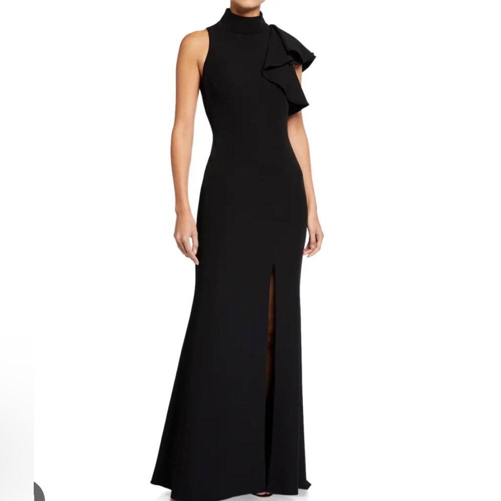 Badgley Mischka Mock-Neck Sleeveless Asymmetric